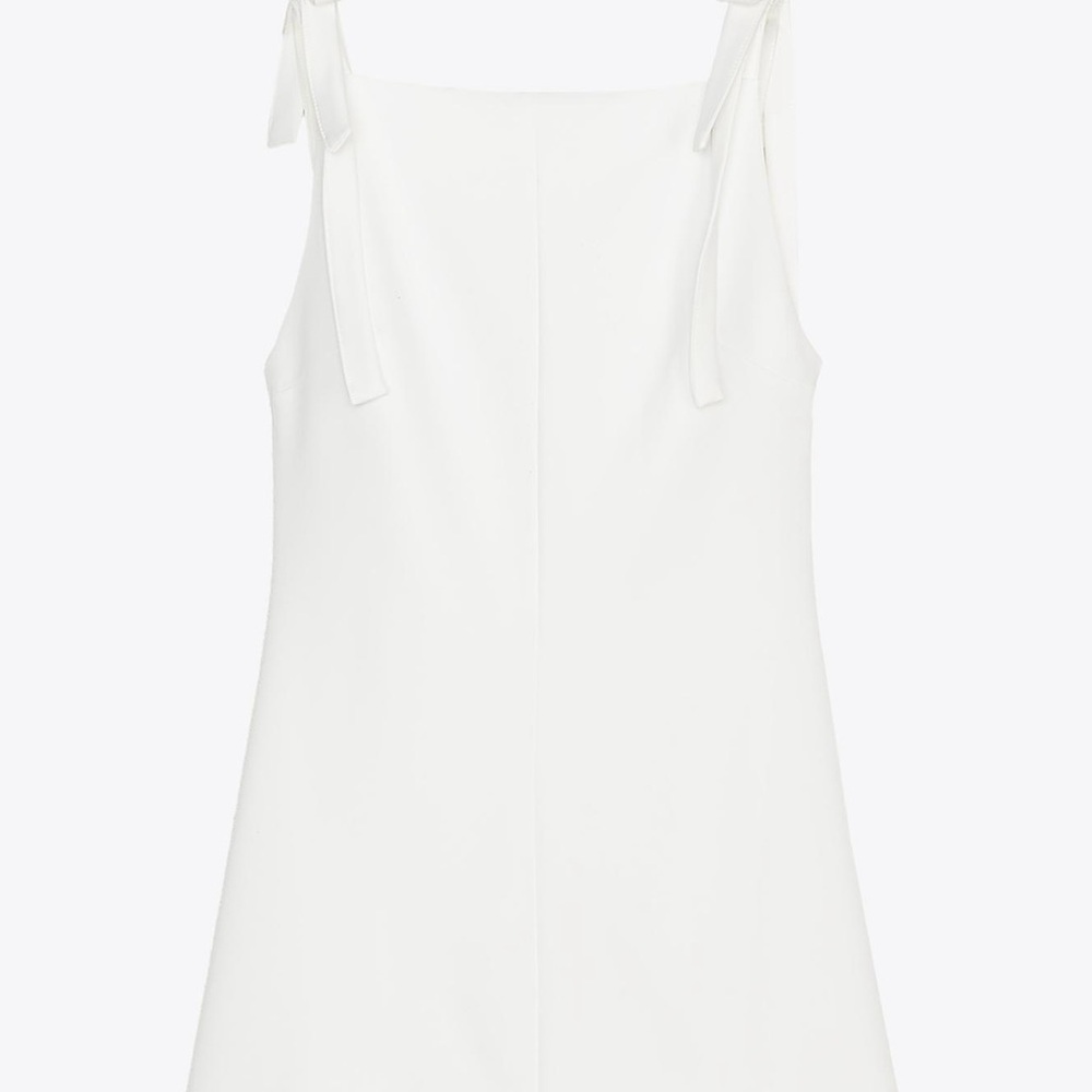 Zara White Sleeveless Bow Dress